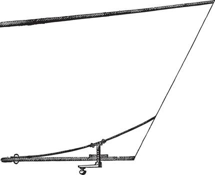 Detail of a nozzle showing the operation of the setter range Y, vintage engraving. vector