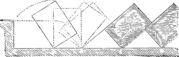 Real movement of an element of the strip of land, vintage engraving. vector