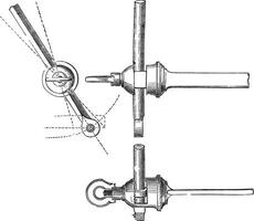 Regulator Grignon, saw bolt, rating and plan, vintage engraving. vector