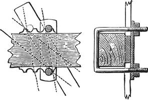 Caliper two parts, vintage engraving. vector