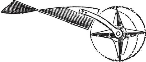 mando fijo en el espalda de un vertedera del arado, Clásico grabado. vector