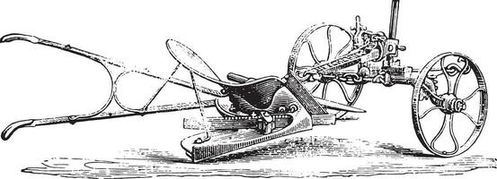 Plow with limber, Eckert, reversed view its wall, vintage engraving. vector