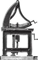 Machine currying rims, Profile view, vintage engraving. vector