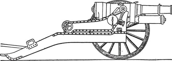 Canon 120 short French, vintage engraving. vector