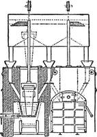 Electric oven spray for the preparation of calcium carbide, vintage engraving. vector