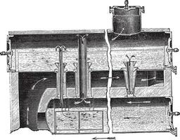 Boiler Dulac has multiple levels, vintage engraving. vector