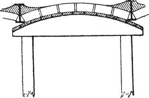 Wooden hanger vaults, vintage engraving. vector