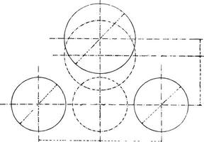 Bending machine, Theoretical section showing the positions that can occupy the cylinders, vintage engraving. vector