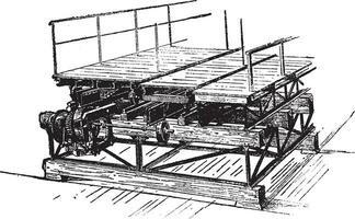 Mechanism of the mobile platform, vintage engraving. vector