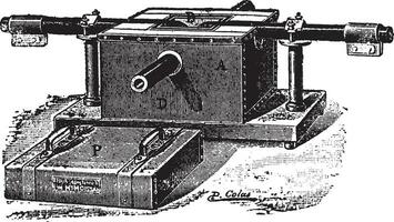 Moissan electric furnace, vintage engraving. vector