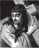 Christ, by Sebastiano del Piombo, vintage engraving. vector