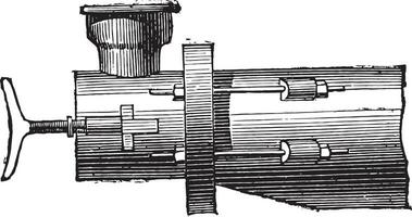 Gas retort, elevation, vintage engraving. vector