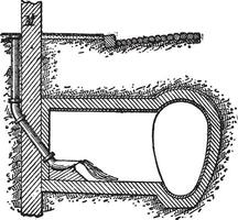 Flow to the sewer grey water, vintage engraving. vector