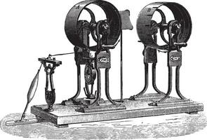 Dynamometer for cotton son ready to open, vintage engraving. vector