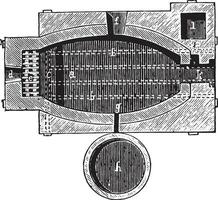 Reverberatory furnace, vintage engraving. vector