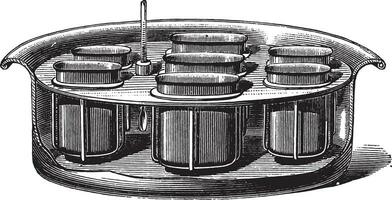 caldera para tintura pruebas, Clásico grabado. vector