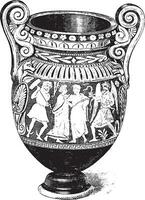 Etruscan vase, vintage engraving. vector