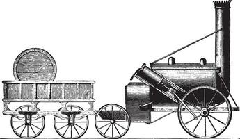 The Rocket G. Stephenson, vintage engraving. vector