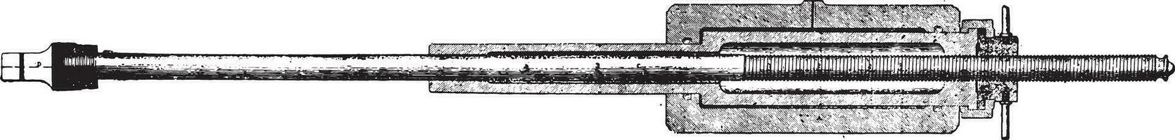 Longitudinal section of the press cylinder, vintage engraving. vector