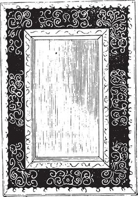 Mirror engraving and gold, the reign of Louis XIII, vintage engraving.