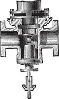 tangye motor. corte el vapor entrada linterna, Clásico grabado. vector