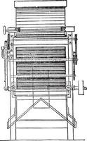 End view of the same purifier, vintage engraving. vector