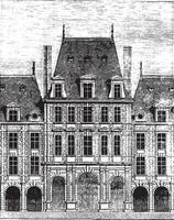 View of one of the pavilions of the Place Royale, vintage engraving. vector