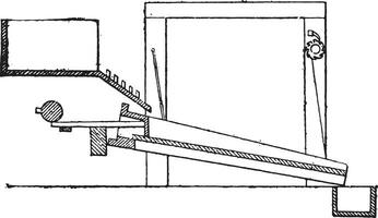 Shaking table, vintage engraving. vector