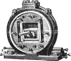 Jacomy engine. Vertical section of one of the boxes, vintage engraving. vector