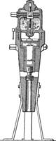 Portable hydraulic punching machine controlled by a hand pump, vintage engraving. vector