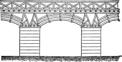 de trajano puente en el Danubio, Clásico grabado. vector