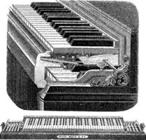 Transposing keyboard, vintage engraving. vector