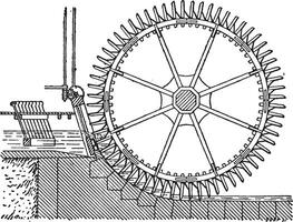 Wheel side, double winnowing, vintage engraving. vector