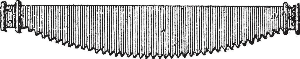 Saw for soft stones, vintage engraving. vector