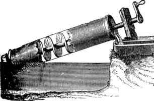 Archimedes screw vintage engraving vector