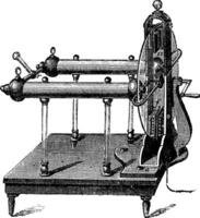 electrostático generador por jesse ramsden, inventado en 1768, Clásico grabado ilustración vector