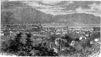 Como, in Lombardy, Italy, vintage engraving vector