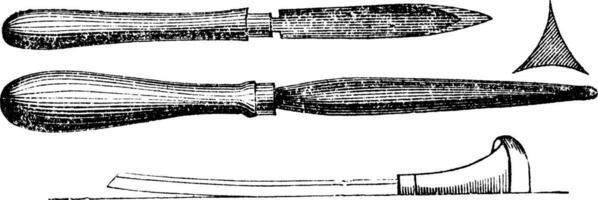 Steel engraving hand tools vintage engraving vector