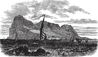 Gibraltar in Iberian Peninsula Europe vintage engraving vector