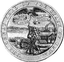 Great Seal of the State of Iowa  USA vintage engraving vector