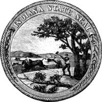 Seal of the State of Indiana USA vintage engraving vector