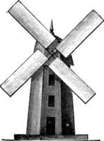Windmill, vintage engraving vector