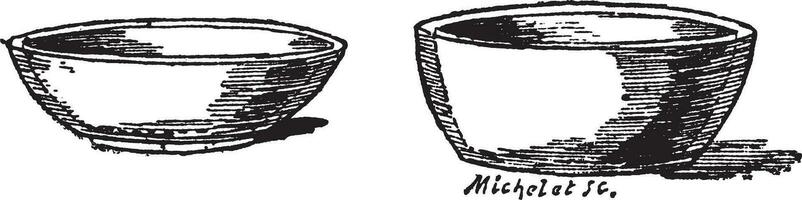 Pots for nests of pigeons, vintage engraving. vector