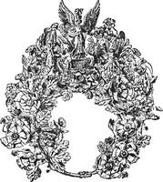Funeral gold crown, vintage engraving. vector