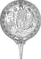 Mirror located in Pompeii, vintage engraving. vector