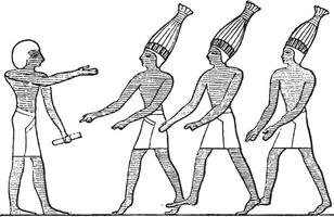 Egyptian buffoons, vintage engraving. vector