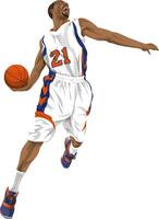 Vector of basketball player going for a slam dunk.