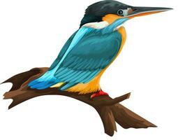 Vector of bird perching on branch.