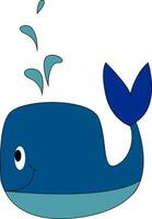 azul ballena sonriente vector ilustración en blanco antecedentes.
