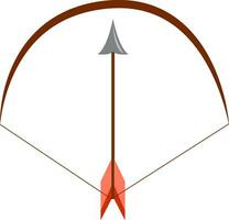 Brown bow and arrow vector illustration on white background.